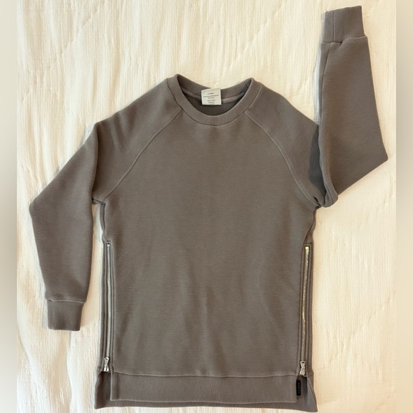 Varley Women’s Vine Side Zip Sweatshirt XS Taupe Brown Ribbed Pullover - Picture 6 of 10